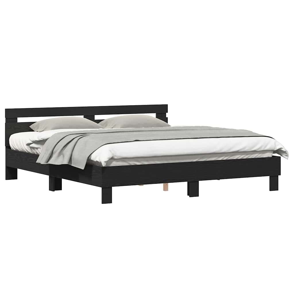 vidaXL Cadru de pat Stejar Negru 180 x 200 cm Lemn compozit