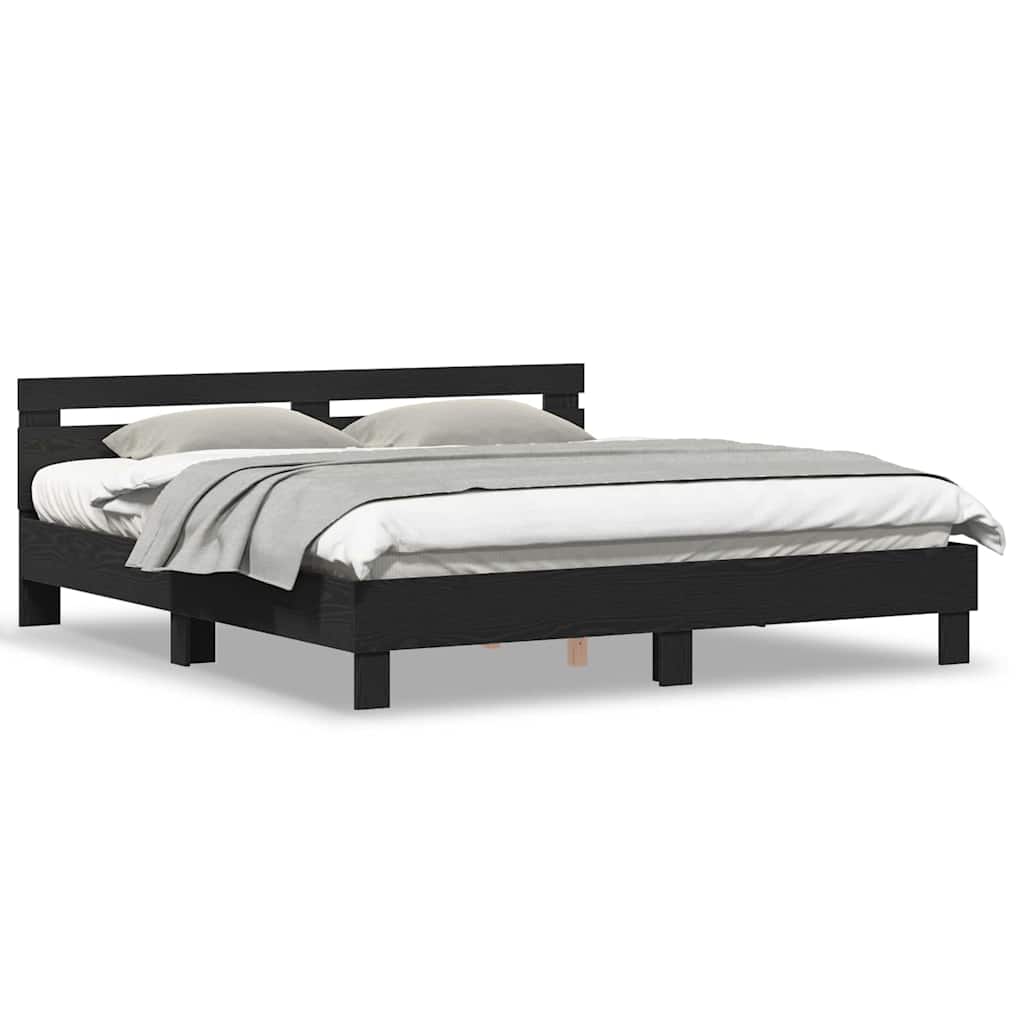 vidaXL Cadru de pat Stejar Negru 180 x 200 cm Lemn compozit