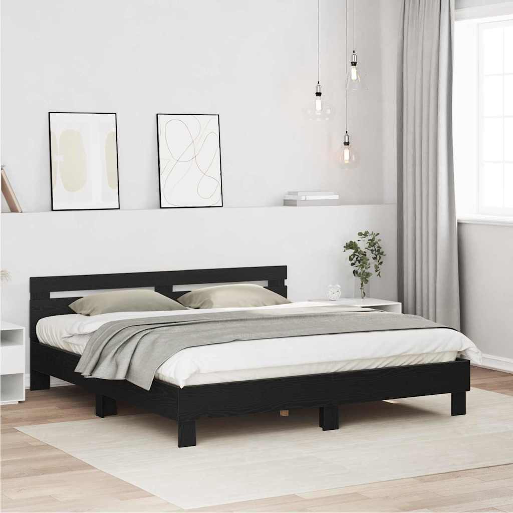 vidaXL Cadru de pat Stejar Negru 180 x 200 cm Lemn compozit