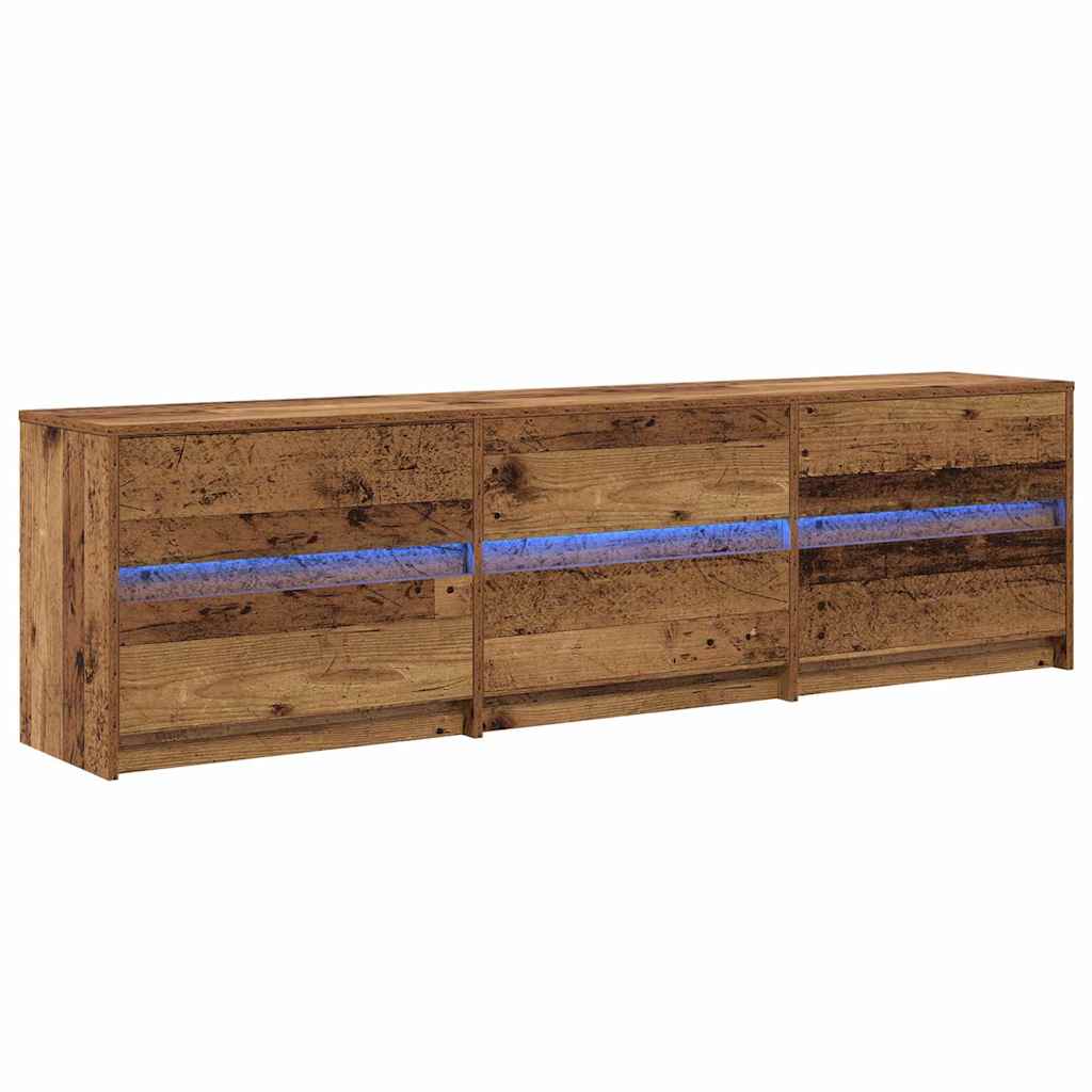 vidaXL Cabinet TV cu lumini cu bandă LED cu sertar cu depozitare Maro 180 x 34 x 50 cm