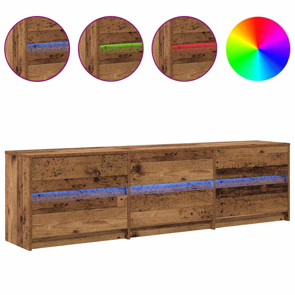 vidaXL Cabinet TV cu lumini cu bandă LED cu sertar cu depozitare Maro 180 x 34 x 50 cm