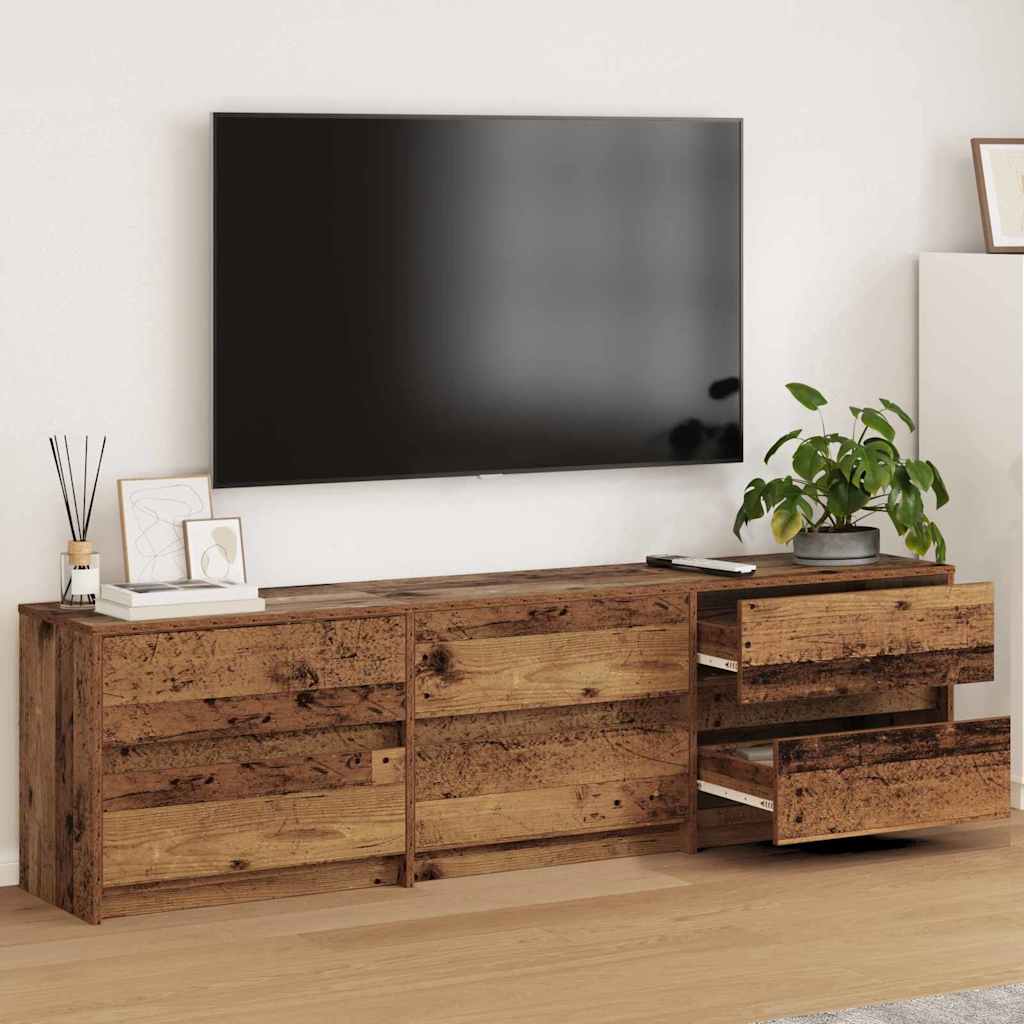 vidaXL Cabinet TV cu lumini cu bandă LED cu sertar cu depozitare Maro 180 x 34 x 50 cm