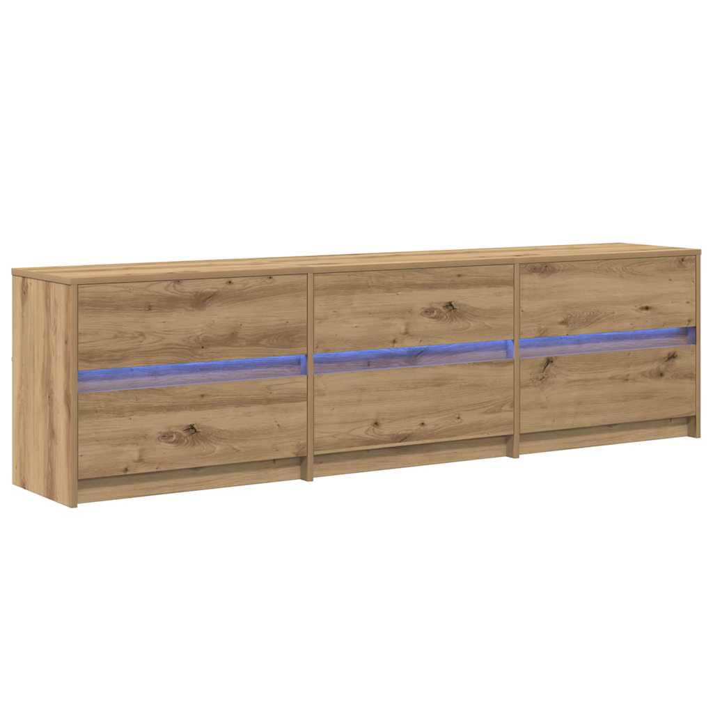 vidaXL Cabinet TV cu lumini cu bandă LED cu sertar cu depozitare Maro 181 x 34 x 50 cm vidaXL Cabinet TV cu lumini cu bandă LED cu sertar cu depozitare Maro 181 x 34 x 50 cm
