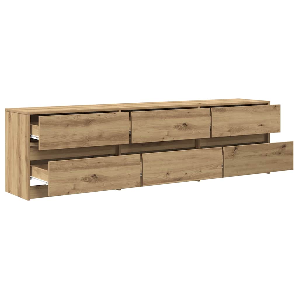 vidaXL Cabinet TV cu lumini cu bandă LED cu sertar cu depozitare Maro 181 x 34 x 50 cm vidaXL Cabinet TV cu lumini cu bandă LED cu sertar cu depozitare Maro 181 x 34 x 50 cm