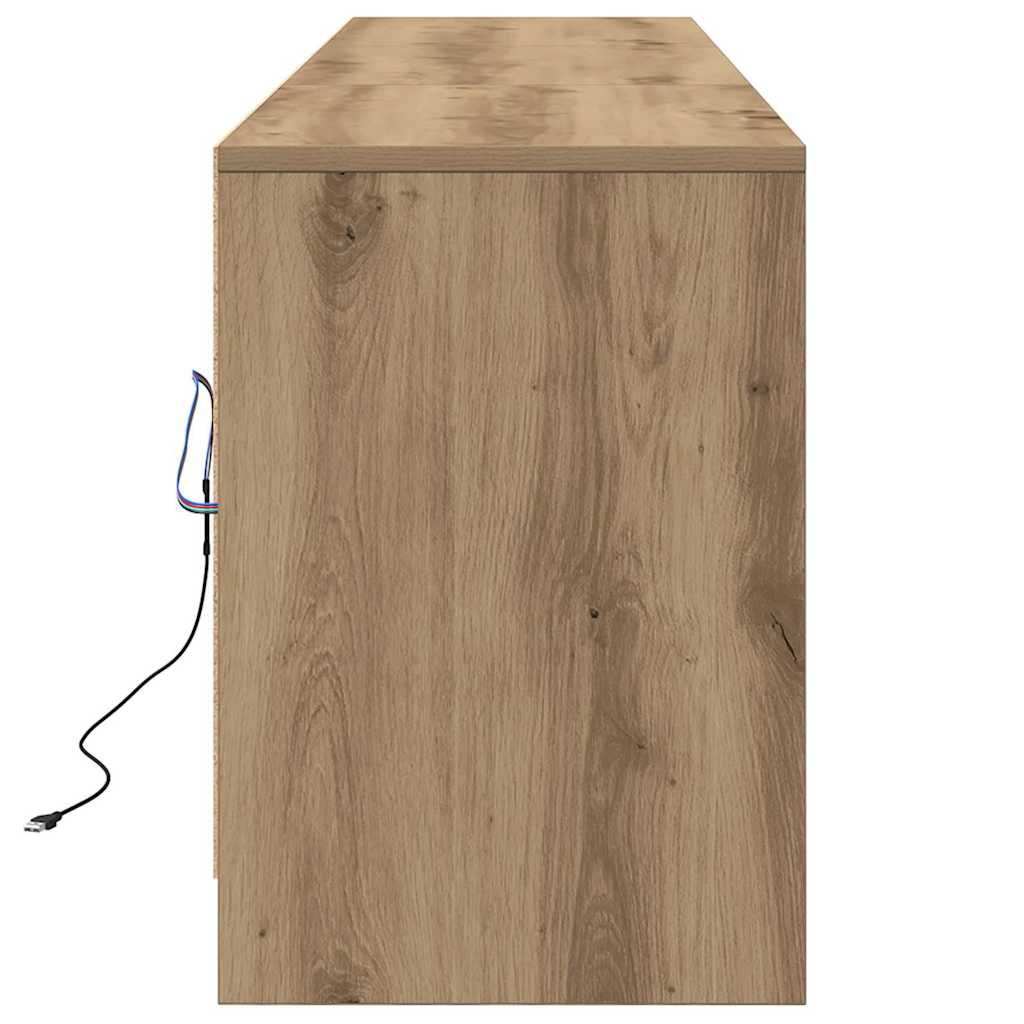 vidaXL Cabinet TV cu lumini cu bandă LED cu sertar cu depozitare Maro 181 x 34 x 50 cm vidaXL Cabinet TV cu lumini cu bandă LED cu sertar cu depozitare Maro 181 x 34 x 50 cm