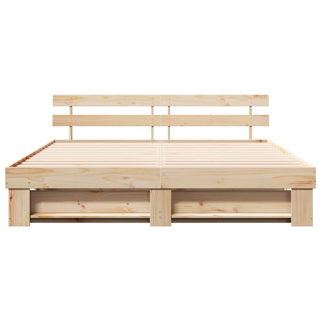 vidaXL Cadru de pat cu headboard Maro Lemn masiv de pin vidaXL Cadru de pat cu headboard Maro Lemn masiv de pin