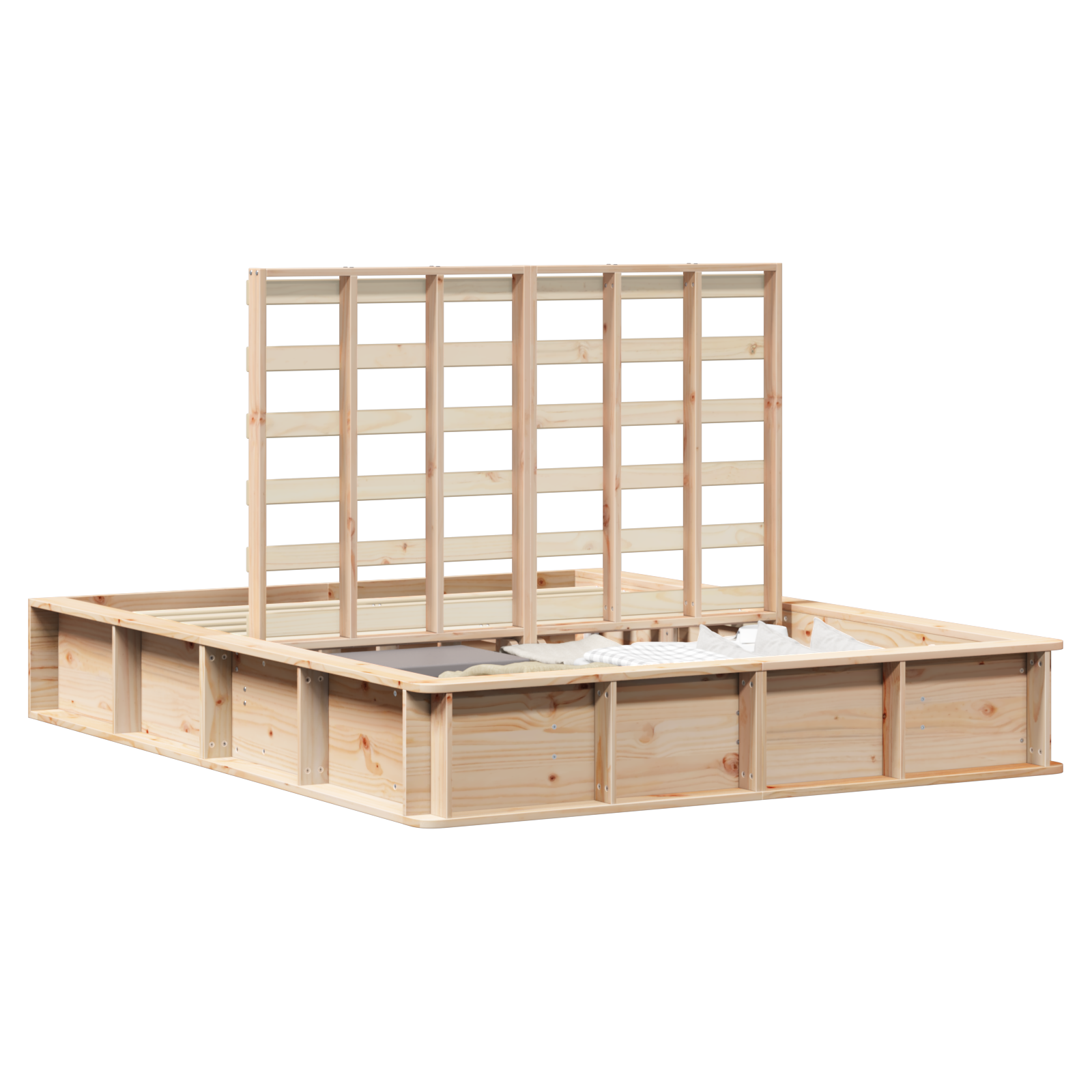 vidaXL Cadru de pat cu depozitare Lemn de pin masiv 210 x 168 x 30 cm