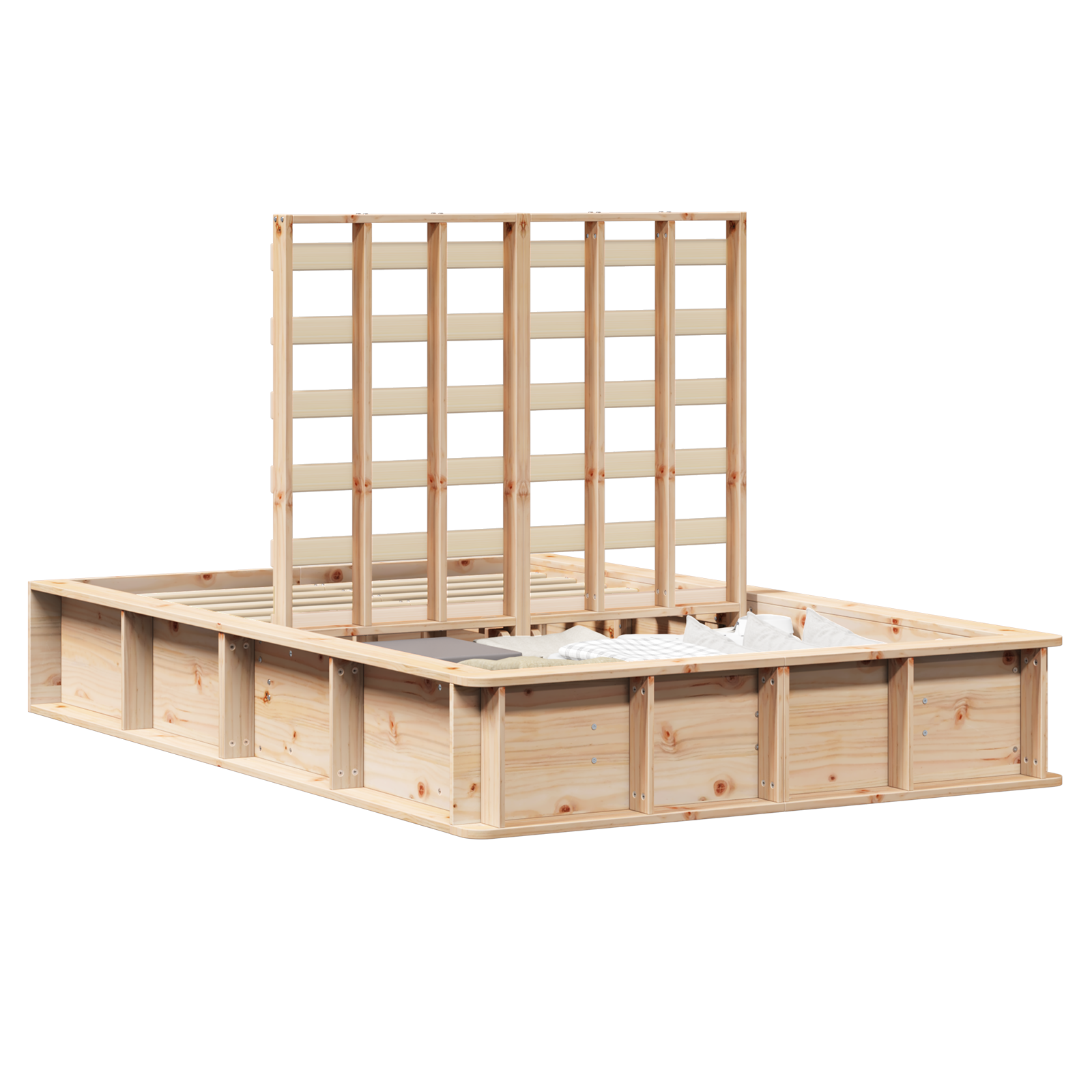 vidaXL Cadru de pat cu depozitare Lemn de pin masiv 210 x 158 x 30 cm