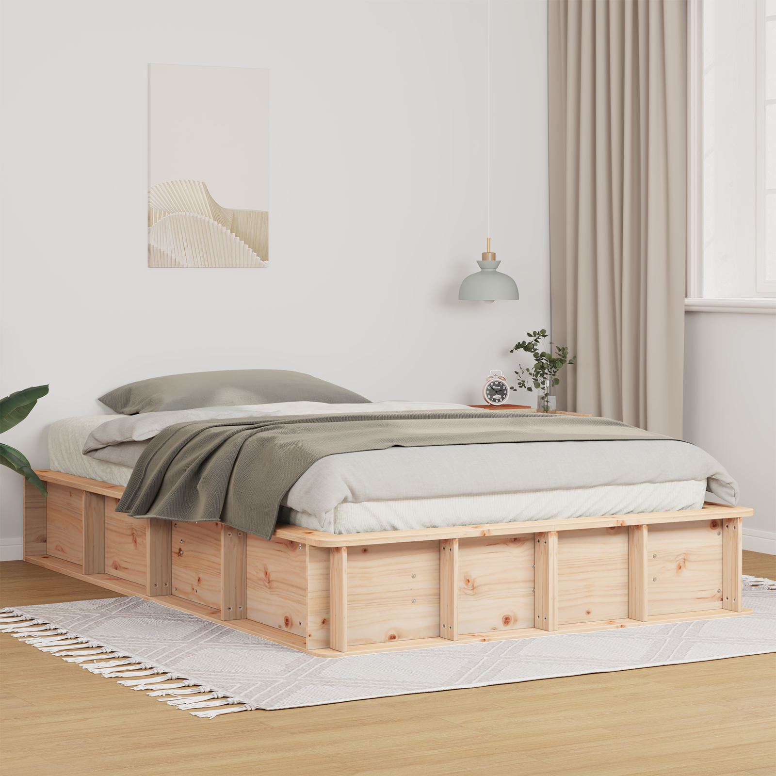 vidaXL Cadru de pat cu depozitare Lemn de pin masiv 210 x 158 x 30 cm