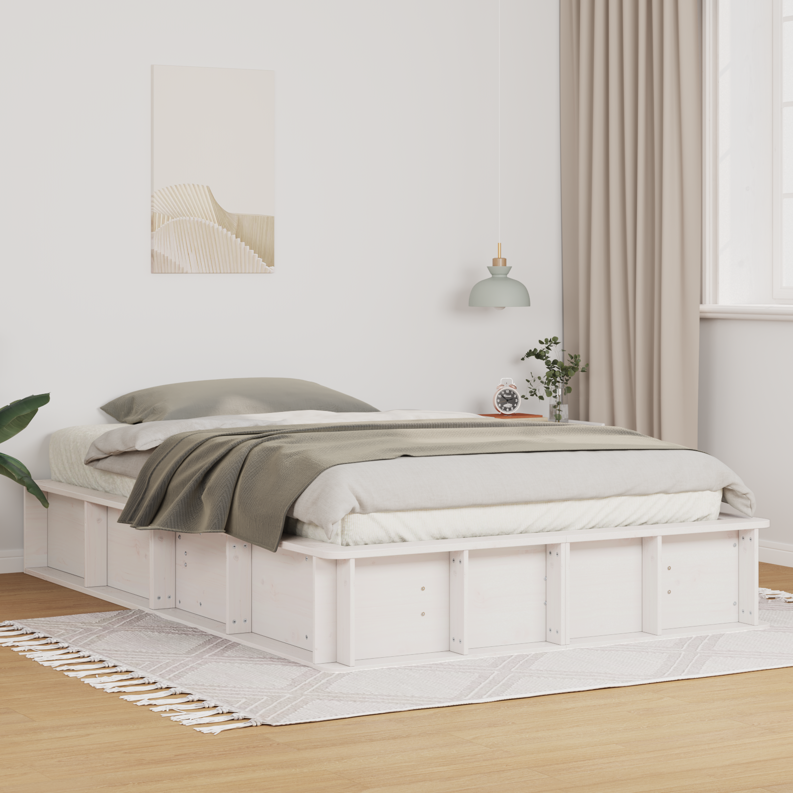 vidaXL Cadru de pat Alb 210 x 158 x 30 cm Lemn de pin masiv vidaXL Cadru de pat Alb 210 x 158 x 30 cm Lemn de pin masiv