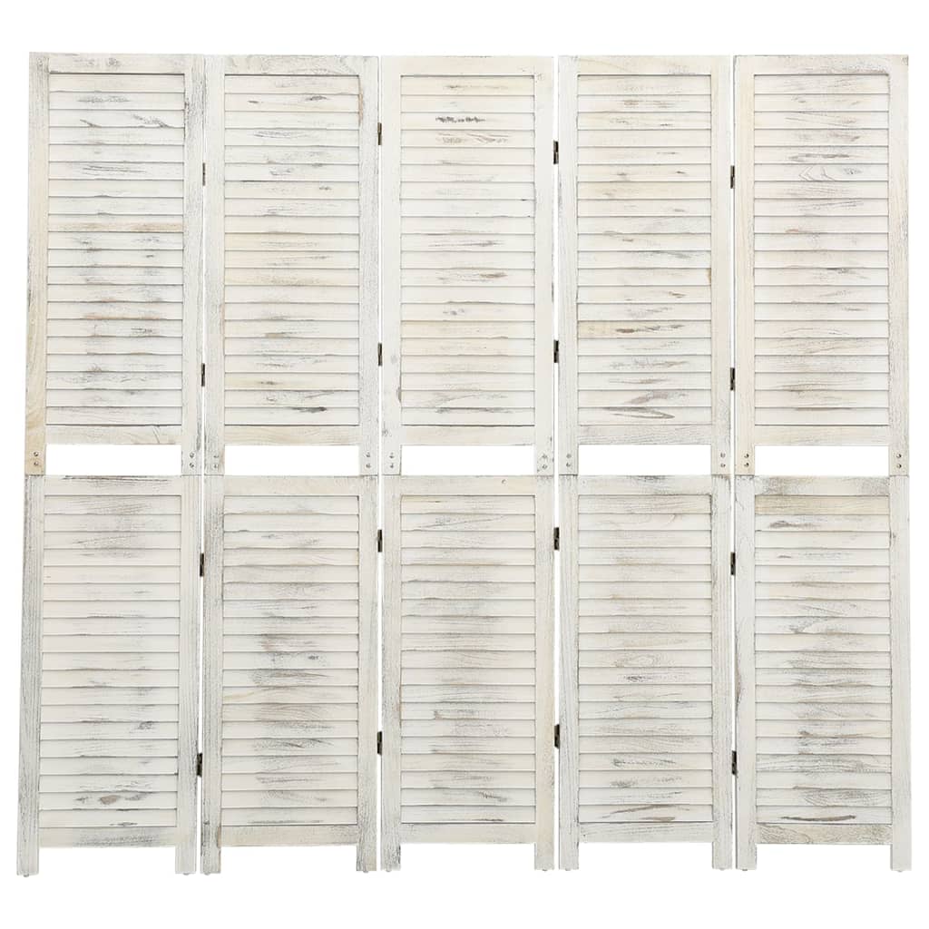 vidaXL Paravan de cameră cu 5 panouri alb antichizat 178,5x166 cm lemn vidaXL Paravan de cameră cu 5 panouri alb antichizat 178,5x166 cm lemn