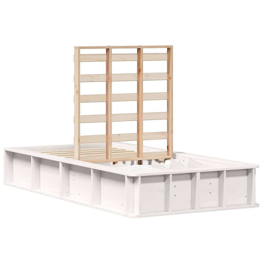 vidaXL Cadru de pat Alb 90 x 200 cm Lemn de pin masiv