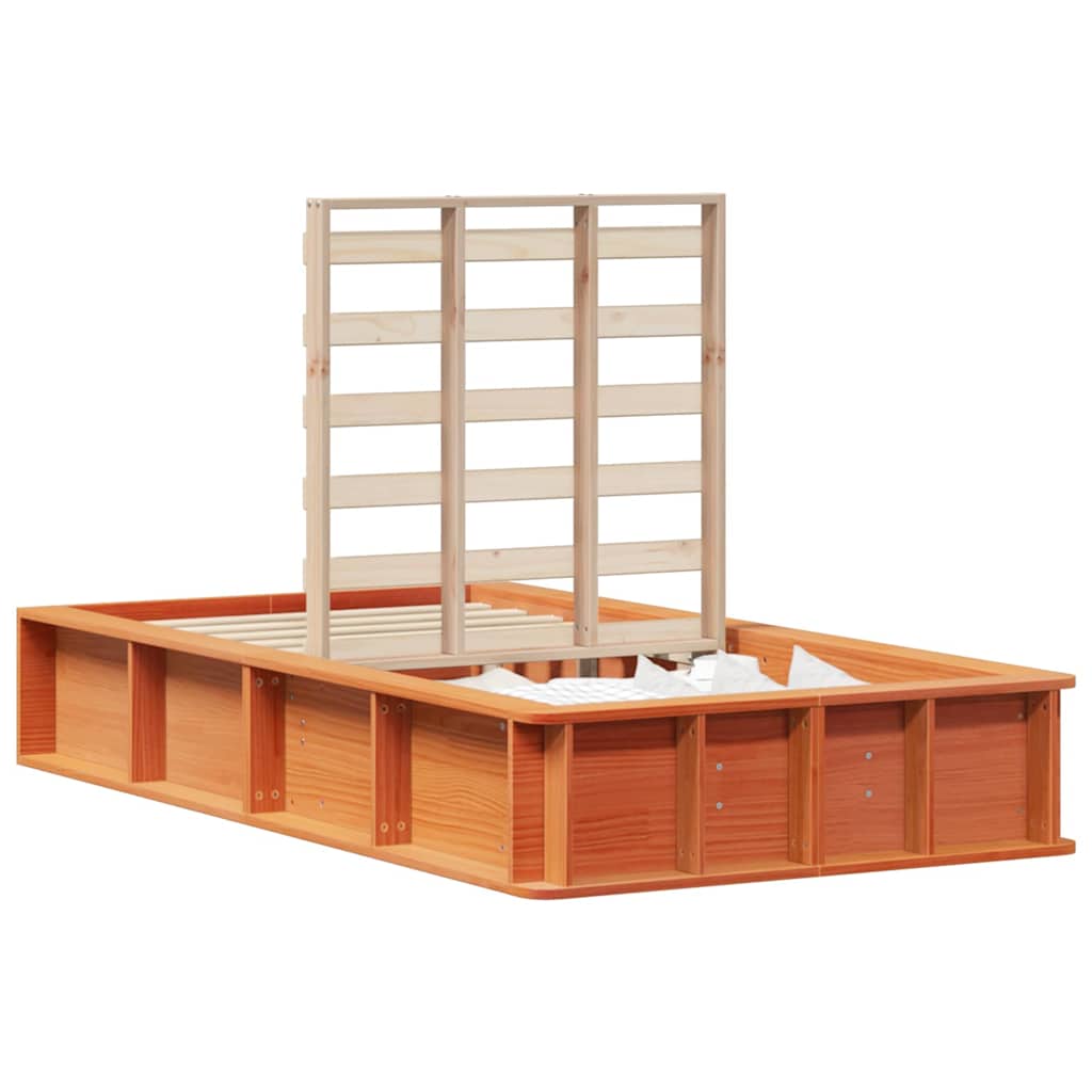 vidaXL Cadru de pat cu depozitare Maro ceruit 90 x 190 cm Lemn masiv