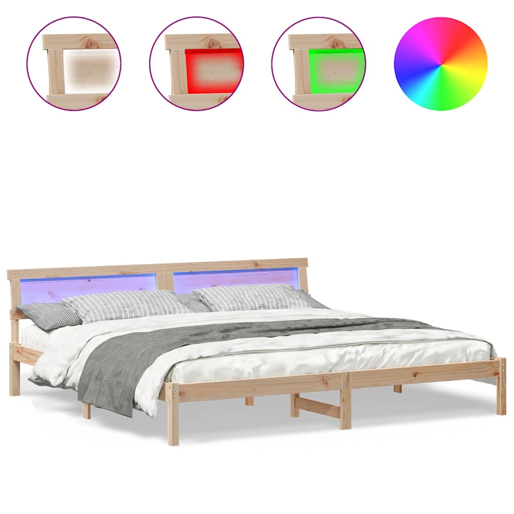 vidaXL Cadru de pat cu headboard Maro 200 x 200 cm Lemn masiv de pin vidaXL Cadru de pat cu headboard Maro 200 x 200 cm Lemn masiv de pin