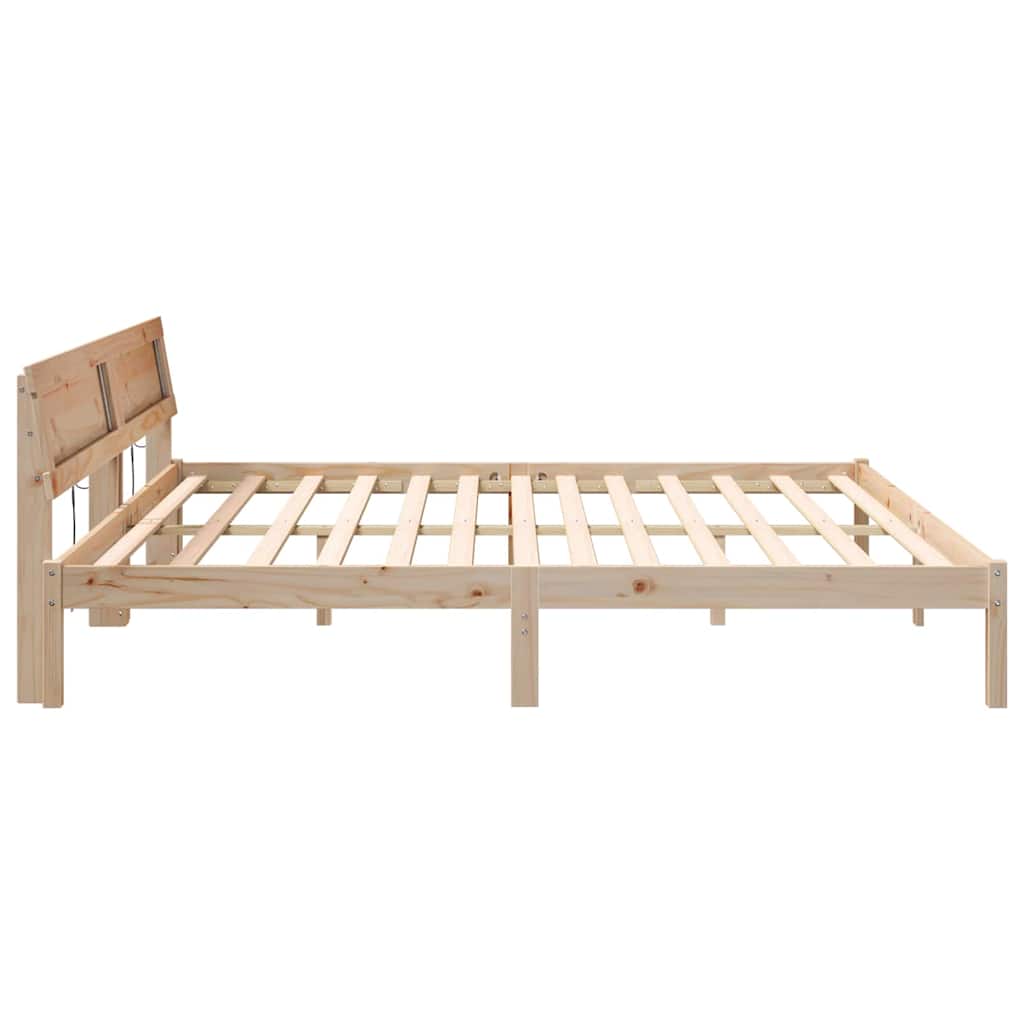 vidaXL Cadru de pat cu headboard Maro 200 x 200 cm Lemn masiv de pin vidaXL Cadru de pat cu headboard Maro 200 x 200 cm Lemn masiv de pin