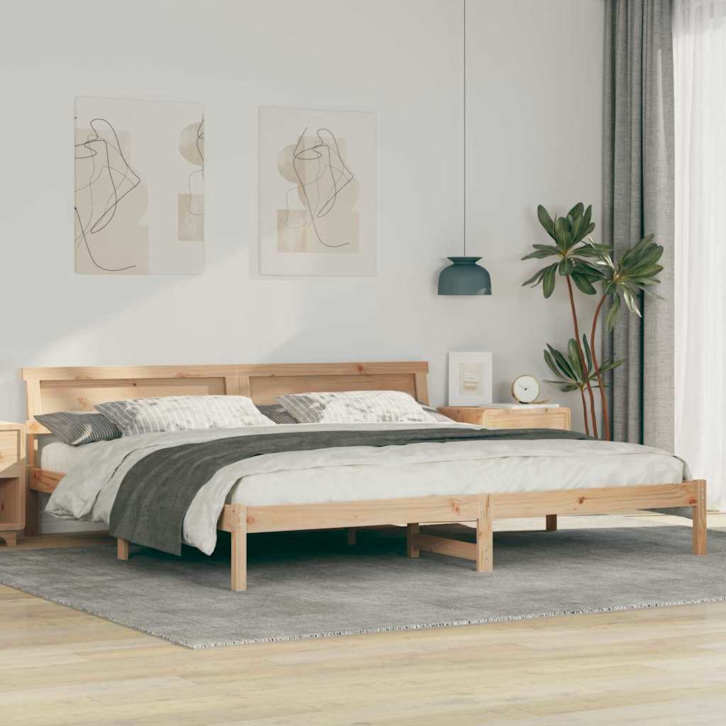 vidaXL Cadru de pat cu headboard Maro 200 x 200 cm Lemn masiv de pin vidaXL Cadru de pat cu headboard Maro 200 x 200 cm Lemn masiv de pin