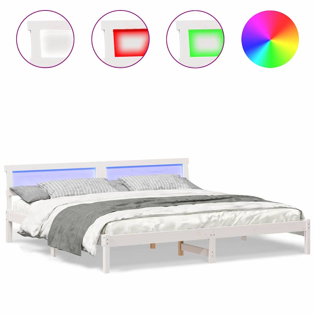 vidaXL Cadru de pat cu headboard Alb 200 x 200 cm Lemn masiv de pin vidaXL Cadru de pat cu headboard Alb 200 x 200 cm Lemn masiv de pin