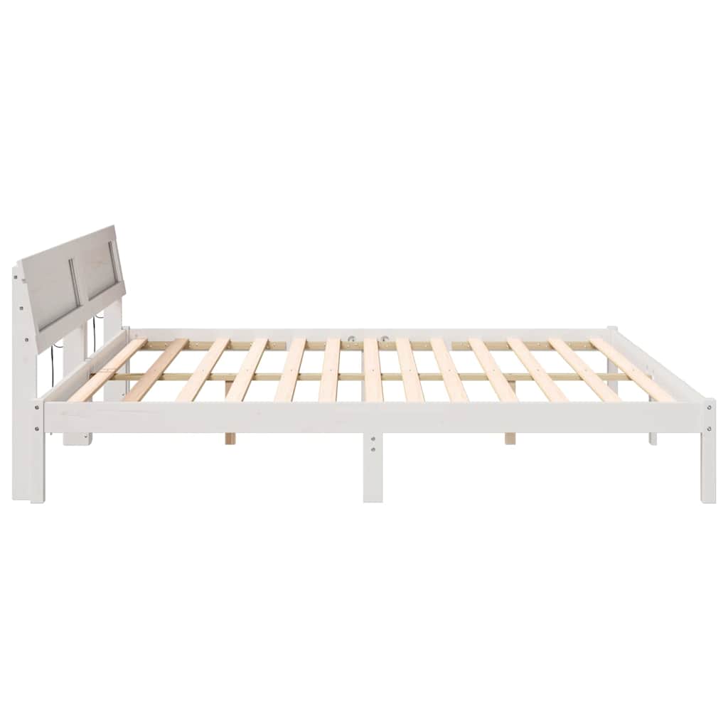 vidaXL Cadru de pat cu headboard Alb 200 x 200 cm Lemn masiv de pin vidaXL Cadru de pat cu headboard Alb 200 x 200 cm Lemn masiv de pin
