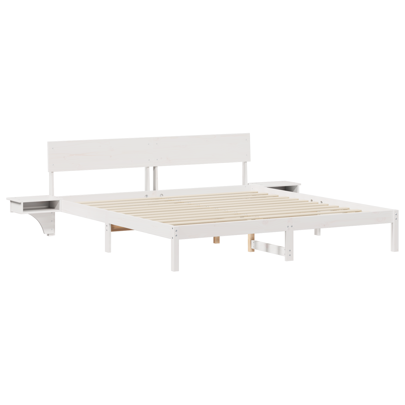 vidaXL Cadru de pat cu headboard Alb Lemn masiv de pin vidaXL Cadru de pat cu headboard Alb Lemn masiv de pin
