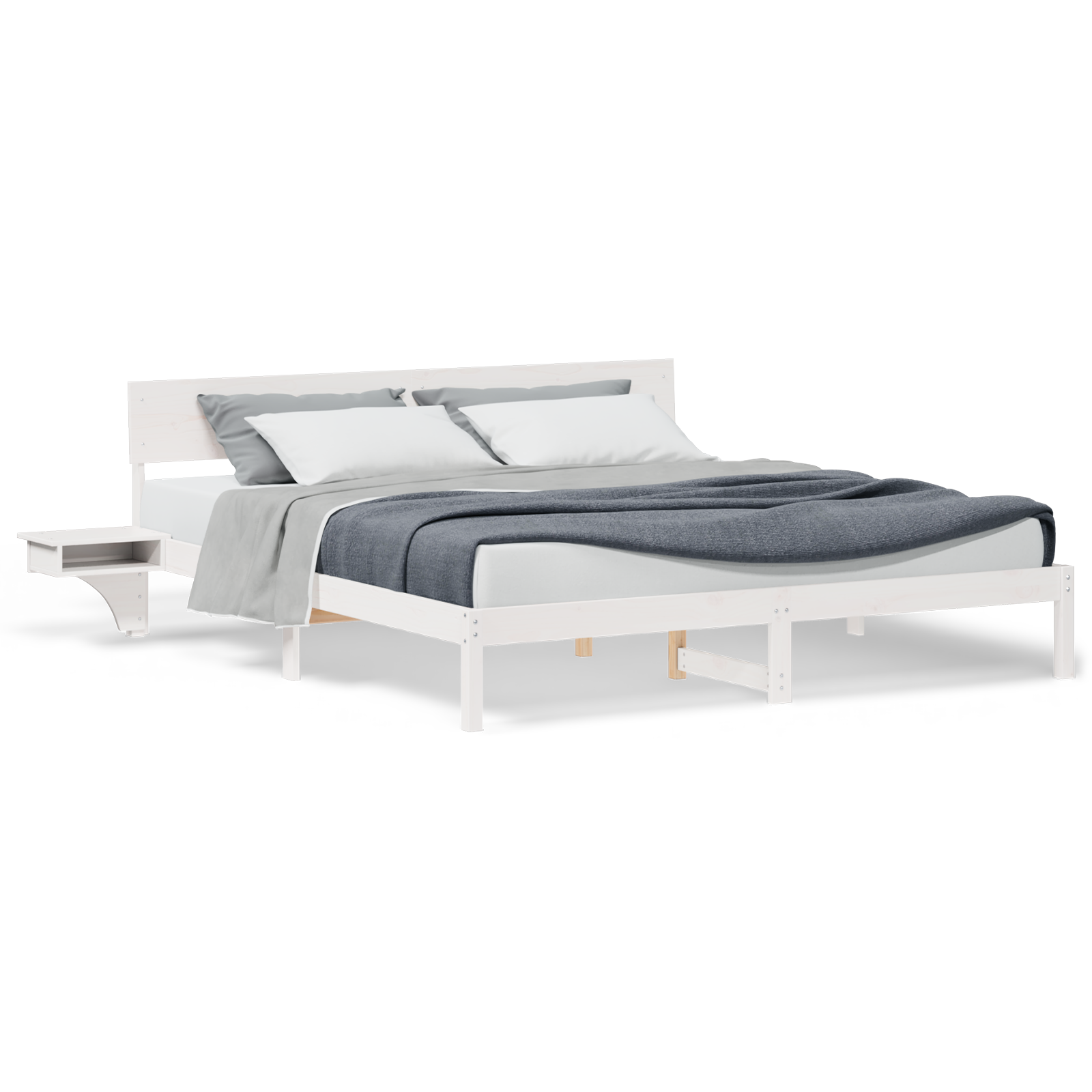 vidaXL Cadru de pat cu headboard Alb Lemn masiv de pin vidaXL Cadru de pat cu headboard Alb Lemn masiv de pin