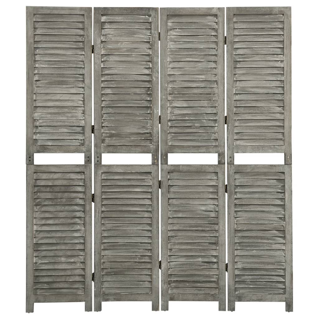 vidaXL Paravan de cameră cu 4 panouri, gri, 143x166 cm, lemn masiv vidaXL Paravan de cameră cu 4 panouri, gri, 143x166 cm, lemn masiv