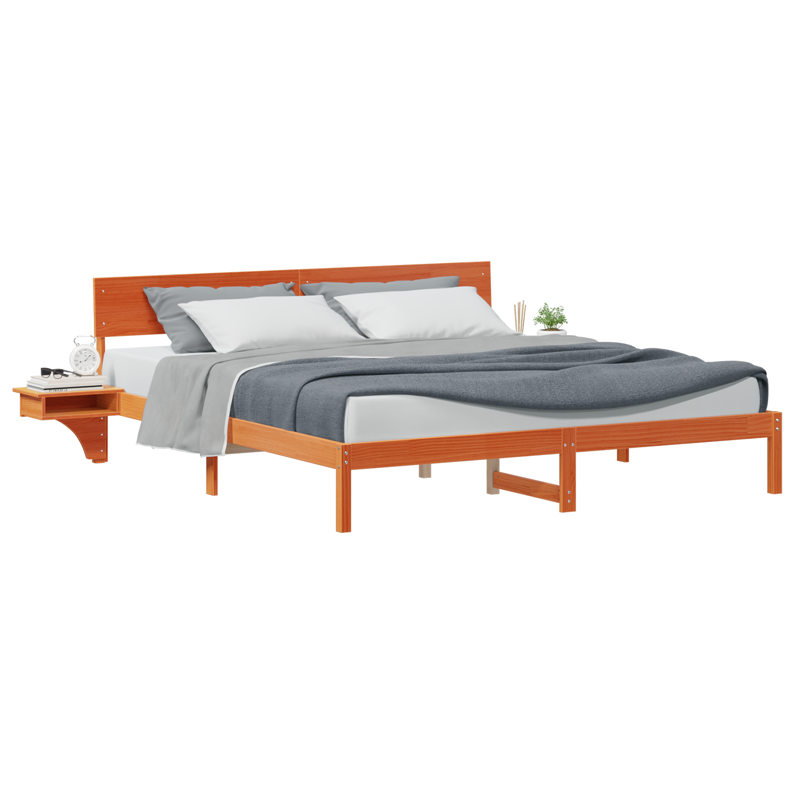 vidaXL Cadru de pat cu headboard Maro ceruit Lemn masiv de pin