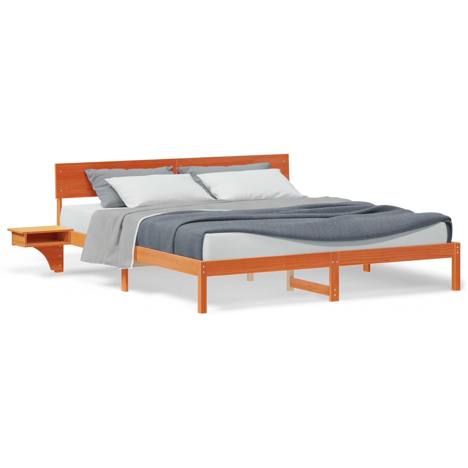 vidaXL Cadru de pat cu headboard Maro ceruit Lemn masiv de pin