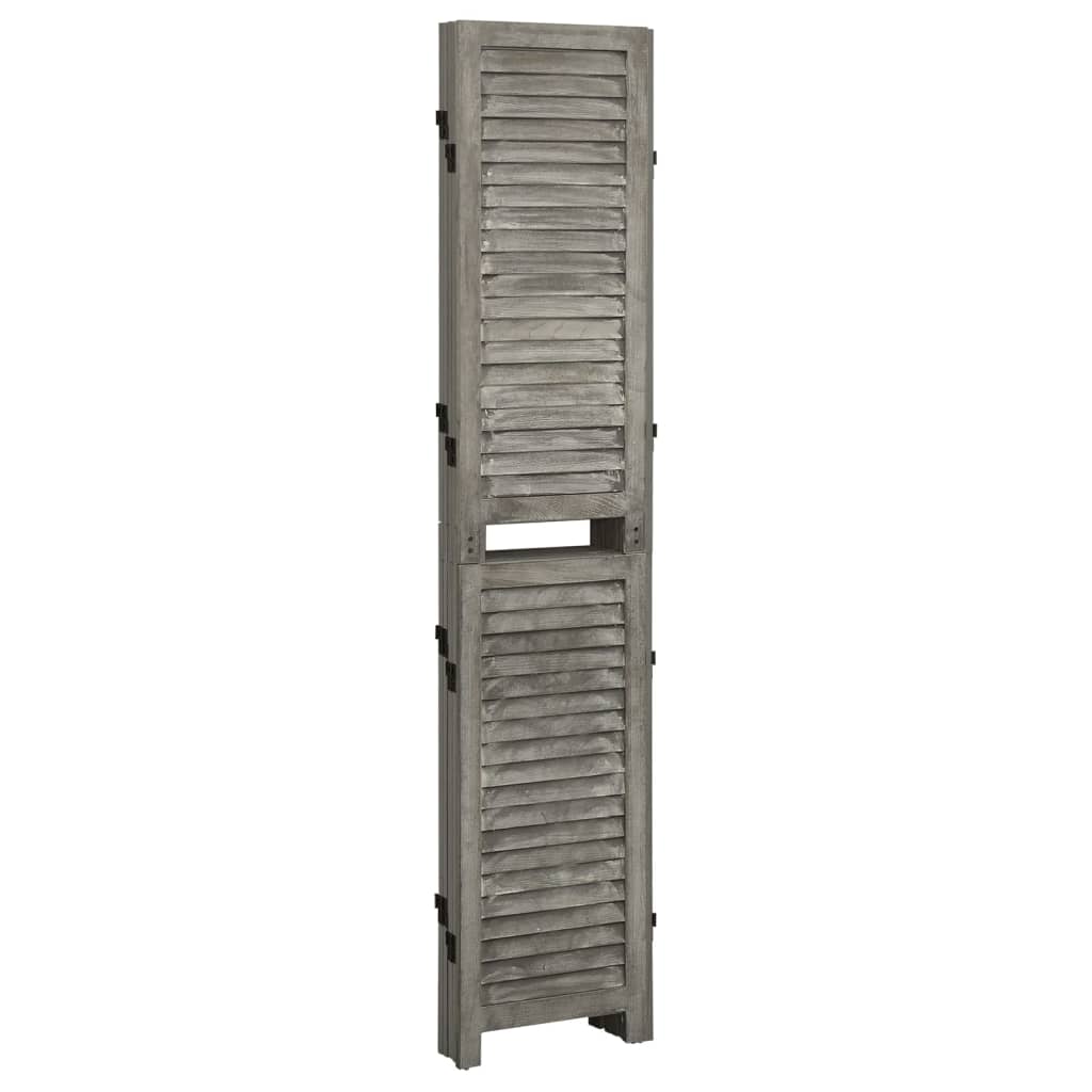 vidaXL Separator cameră cu 5 panouri, gri, 179x166 cm, lemn masiv vidaXL Separator cameră cu 5 panouri, gri, 179x166 cm, lemn masiv