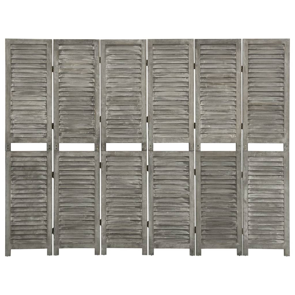 vidaXL Separator cameră cu 6 panouri, gri, 214x166 cm, lemn masiv vidaXL Separator cameră cu 6 panouri, gri, 214x166 cm, lemn masiv