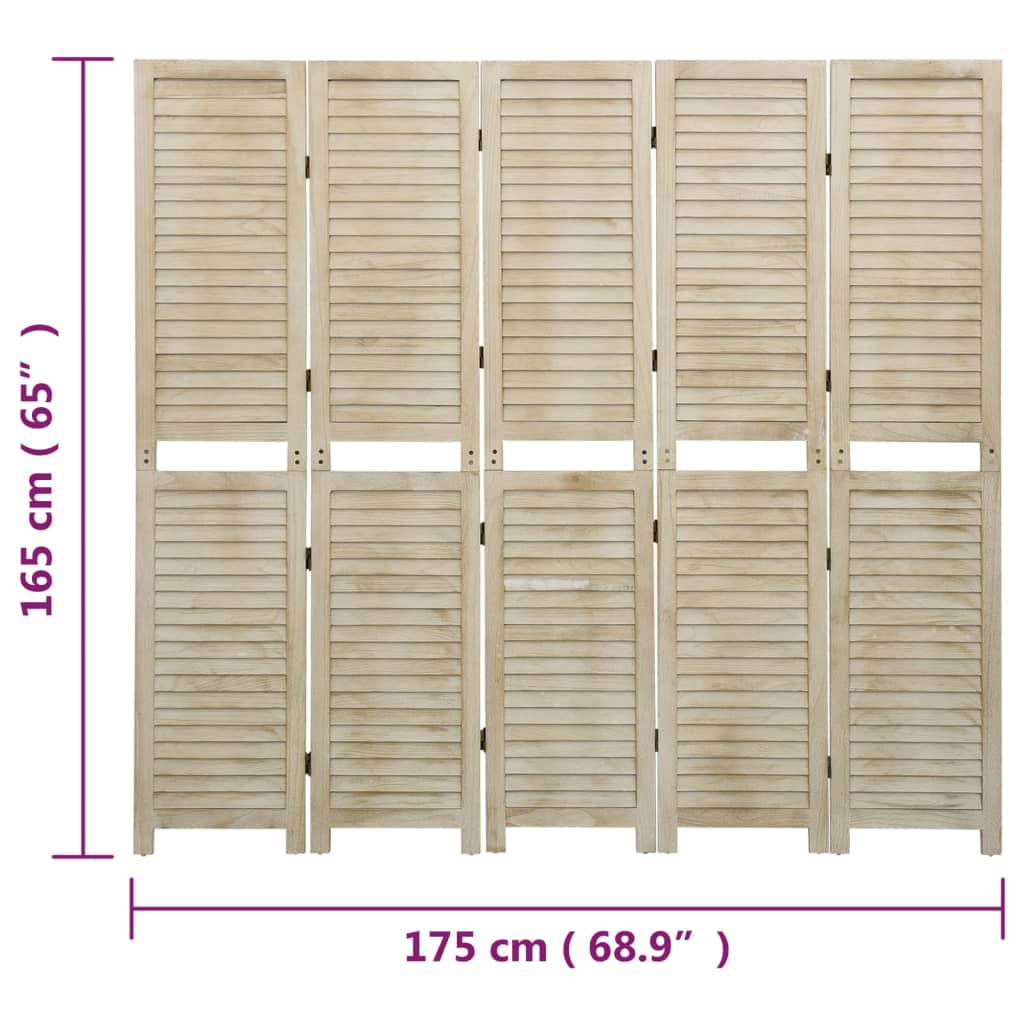 vidaXL Paravan de cameră cu 5 panouri, 175x165 cm,lemn masiv Paulownia vidaXL Paravan de cameră cu 5 panouri, 175x165 cm,lemn masiv Paulownia
