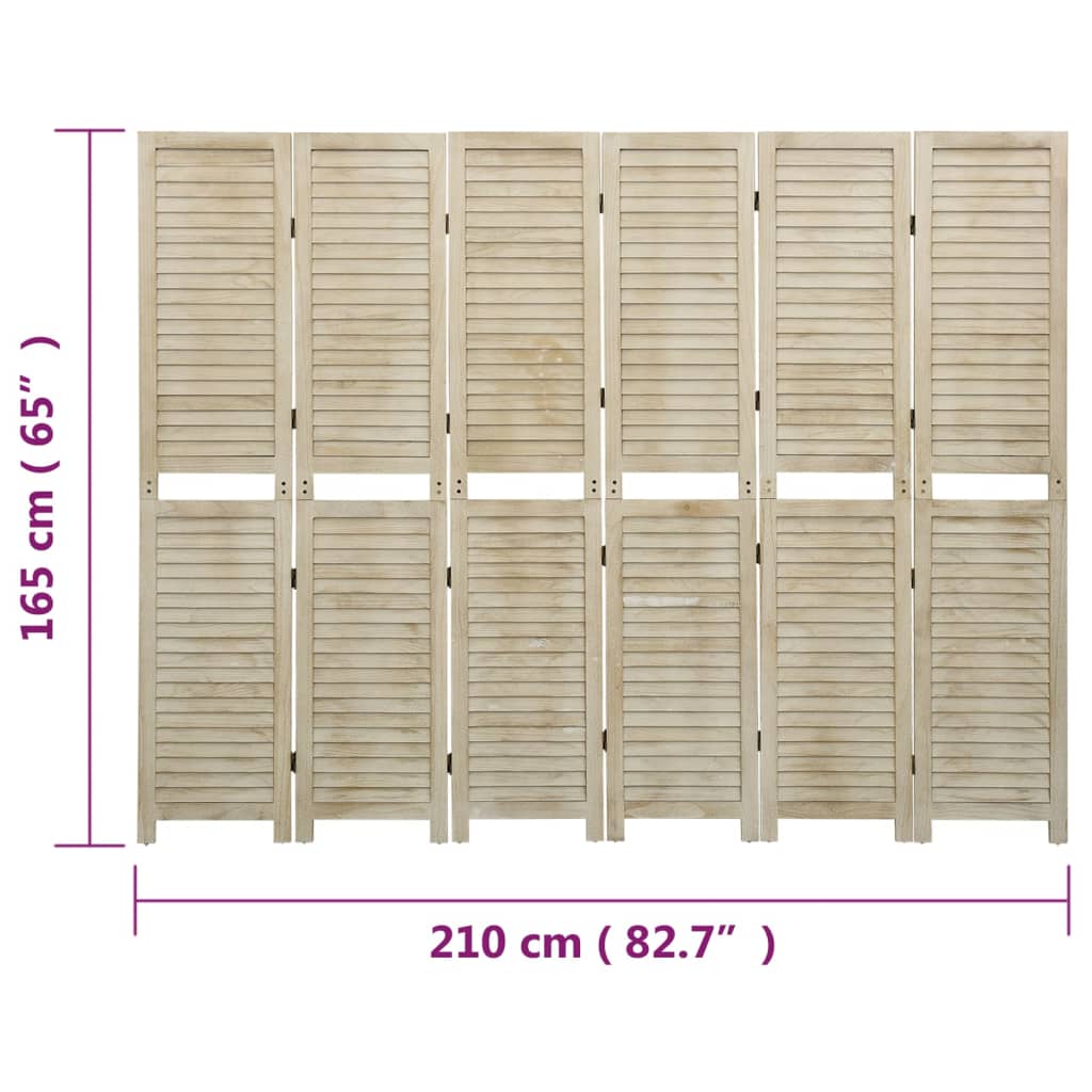 vidaXL Paravan de cameră cu 6 panouri, 210x165 cm,lemn masiv Paulownia vidaXL Paravan de cameră cu 6 panouri, 210x165 cm,lemn masiv Paulownia