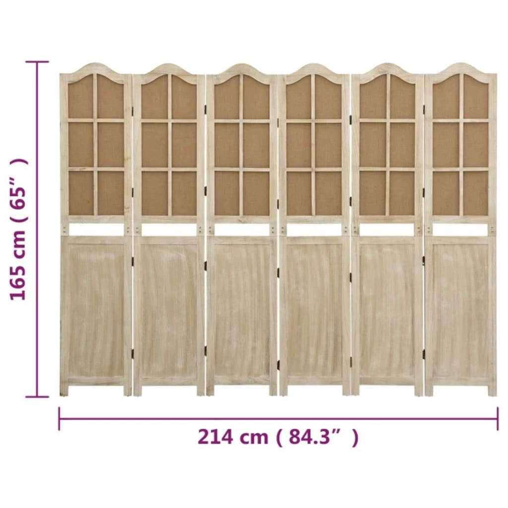 vidaXL Paravan de cameră cu 6 panouri, maro, 214x165 cm, textil vidaXL Paravan de cameră cu 6 panouri, maro, 214x165 cm, textil
