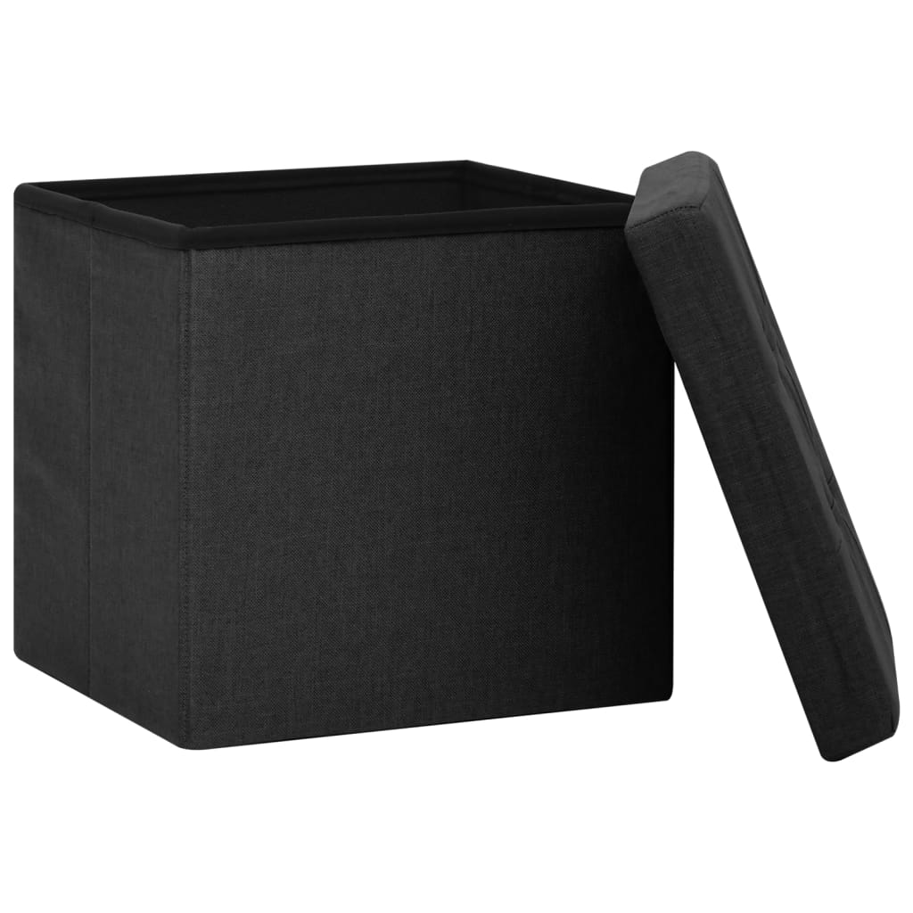 vidaXL Taburet de depozitare pliabil, negru, imitație de pânză