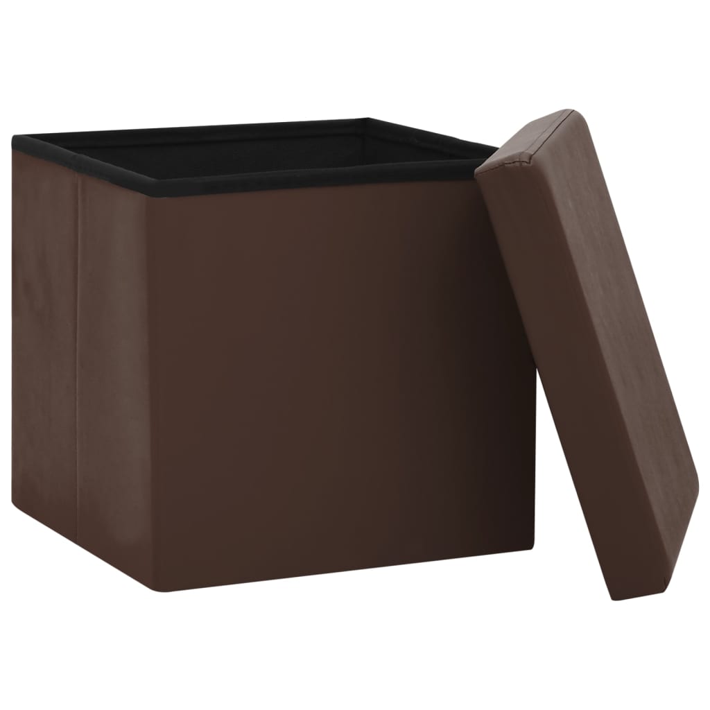 vidaXL Taburet de depozitare pliabil, maro, PVC vidaXL Taburet de depozitare pliabil, maro, PVC
