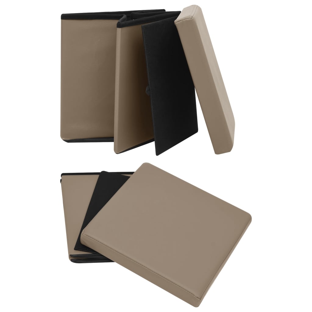 vidaXL Taburet de depozitare pliabil, cappuccino, PVC