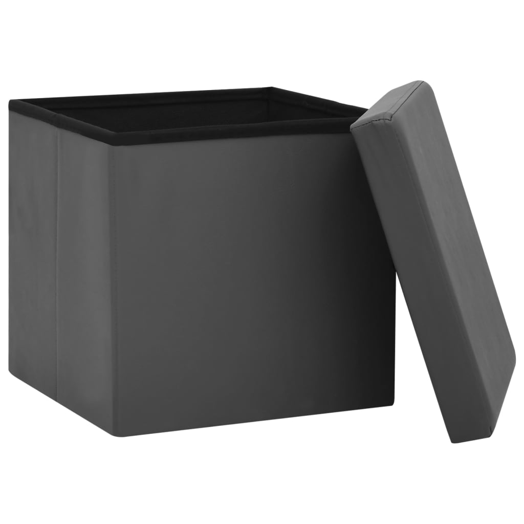 vidaXL Taburete de depozitare pliabile, 2 buc., gri, PVC vidaXL Taburete de depozitare pliabile, 2 buc., gri, PVC