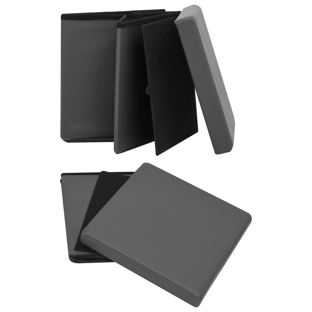 vidaXL Taburete de depozitare pliabile, 2 buc., gri, PVC vidaXL Taburete de depozitare pliabile, 2 buc., gri, PVC