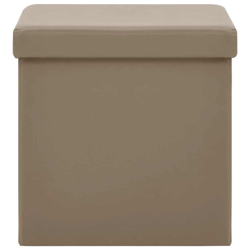 vidaXL Taburete cu depozitare pliabile, 2 buc., cappuccino, PVC