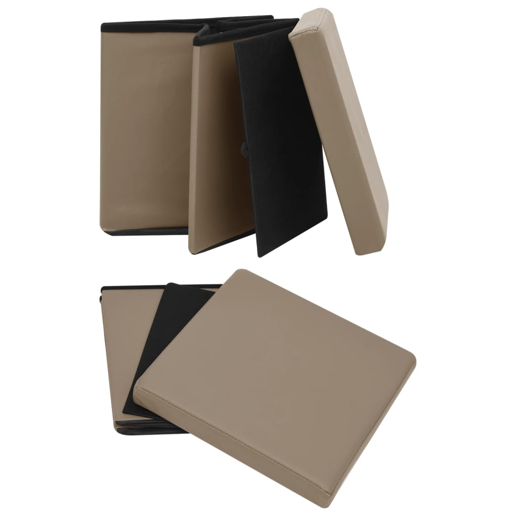 vidaXL Taburete cu depozitare pliabile, 2 buc., cappuccino, PVC
