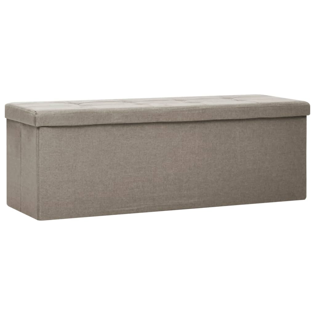 vidaXL Bancă de depozitare pliabilă, gri taupe, imitație de pânză vidaXL Bancă de depozitare pliabilă, gri taupe, imitație de pânză