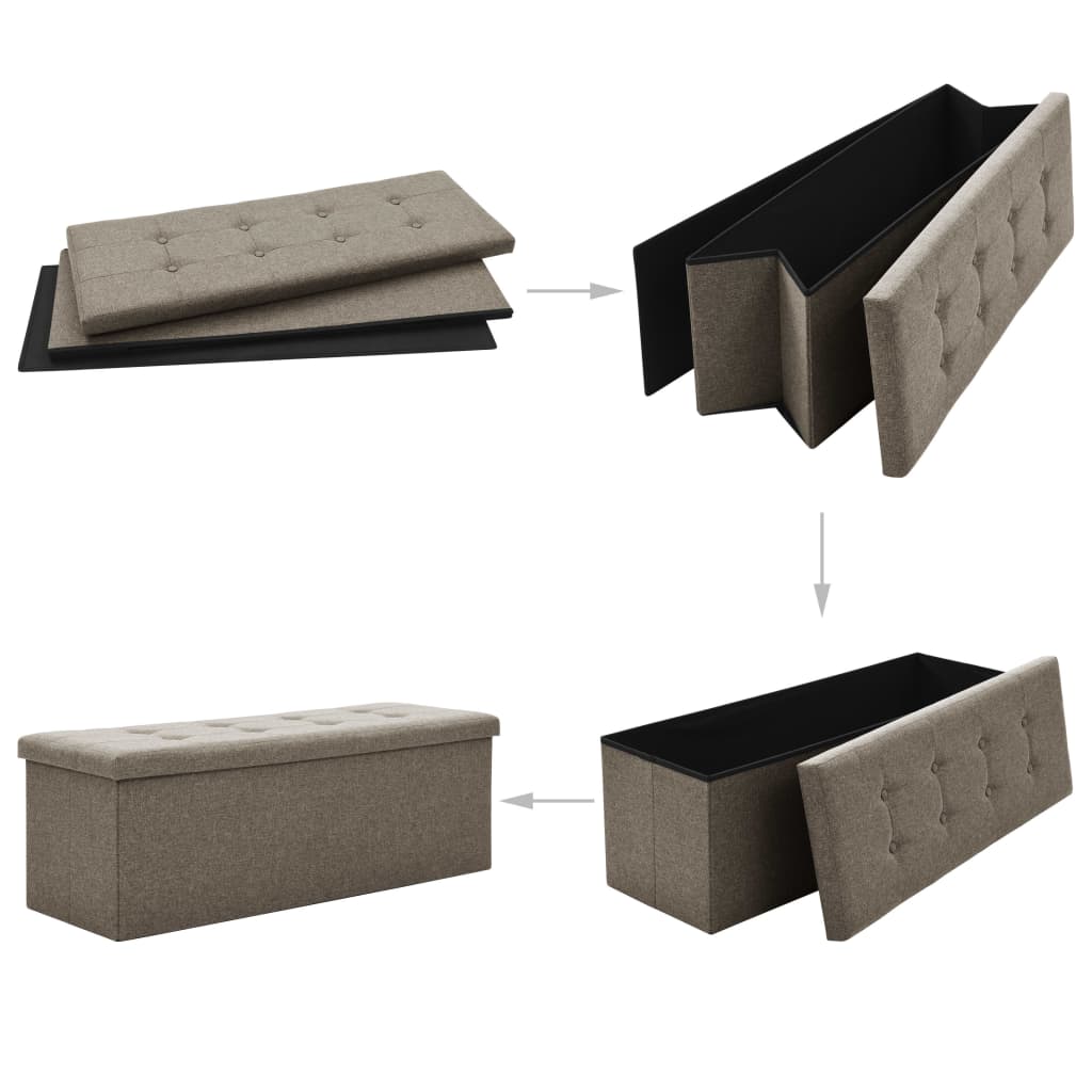 vidaXL Bancă de depozitare pliabilă, gri taupe, imitație de pânză vidaXL Bancă de depozitare pliabilă, gri taupe, imitație de pânză