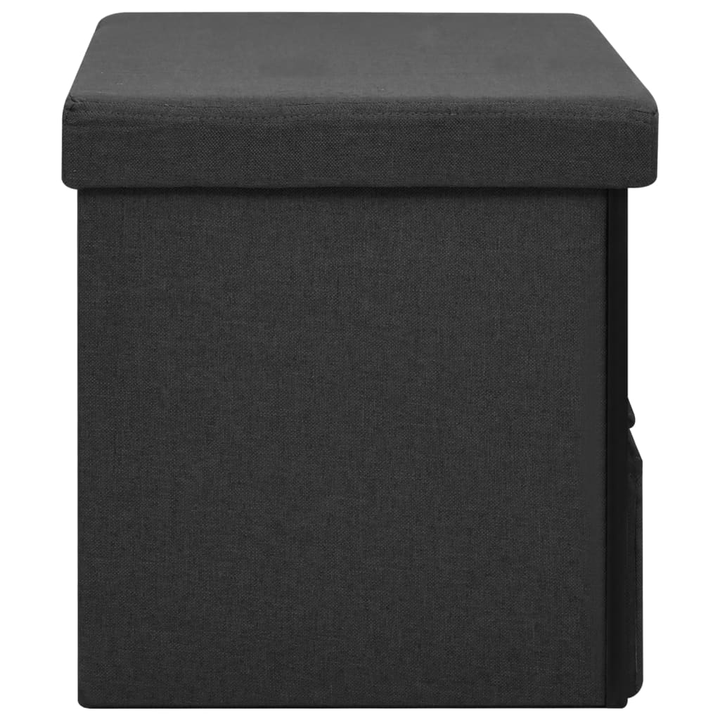 vidaXL Bancă depozitare pliabilă, negru, 76x38x38 cm, imitație pânză