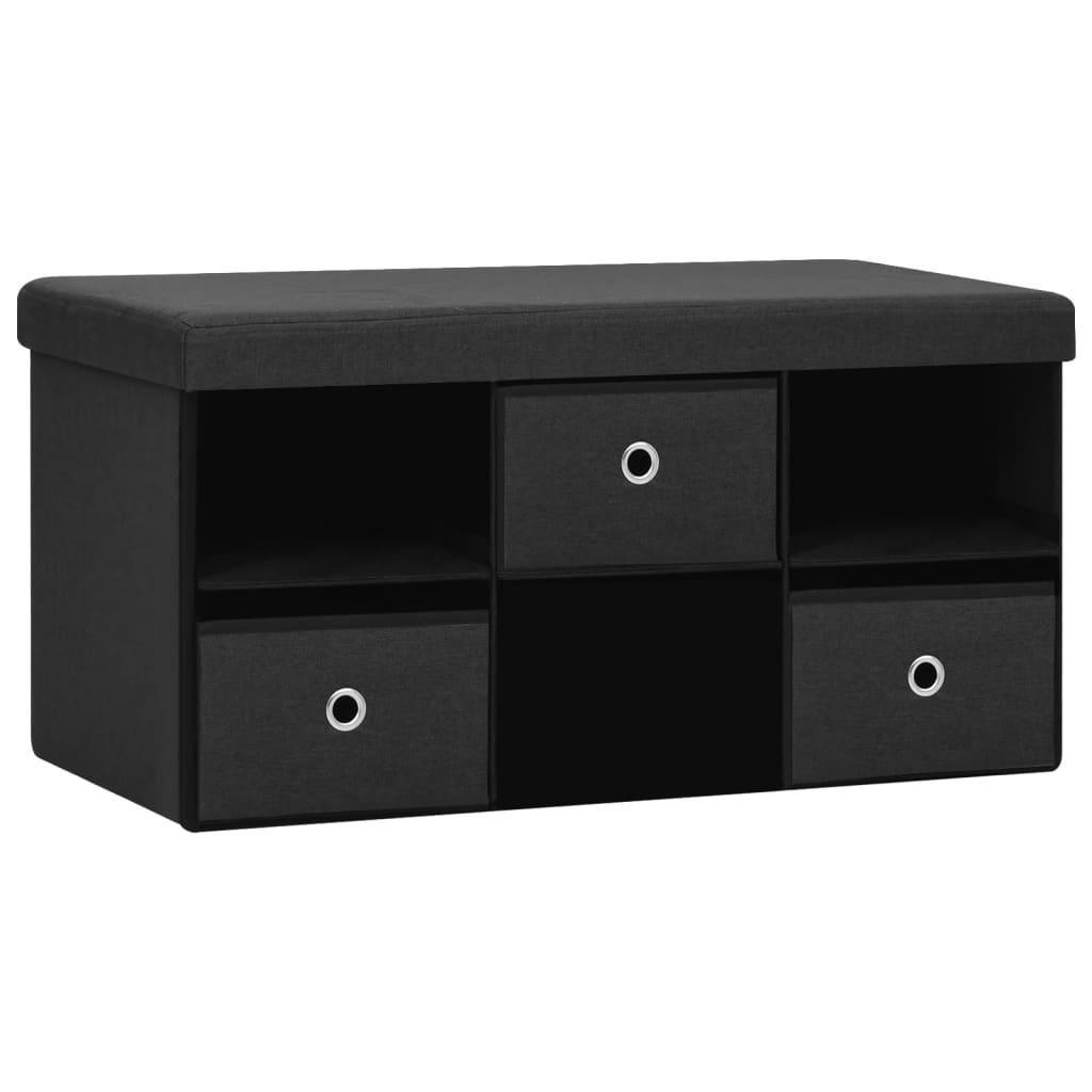 vidaXL Bancă depozitare pliabilă, negru, 76x38x38 cm, imitație pânză