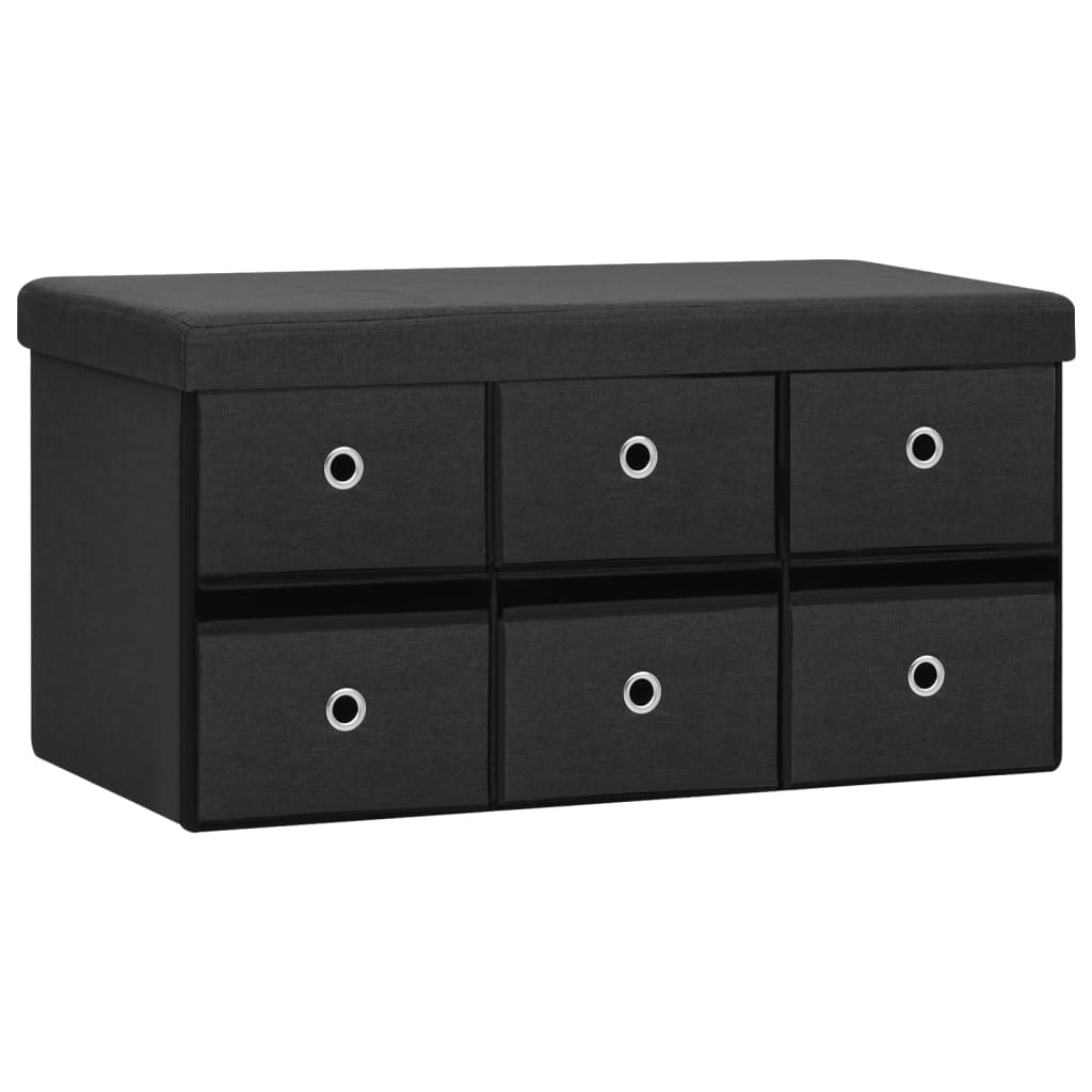 vidaXL Bancă depozitare pliabilă, negru, 76x38x38 cm, imitație pânză