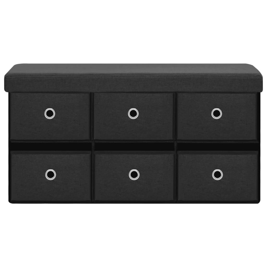 vidaXL Bancă depozitare pliabilă, negru, 76x38x38 cm, imitație pânză