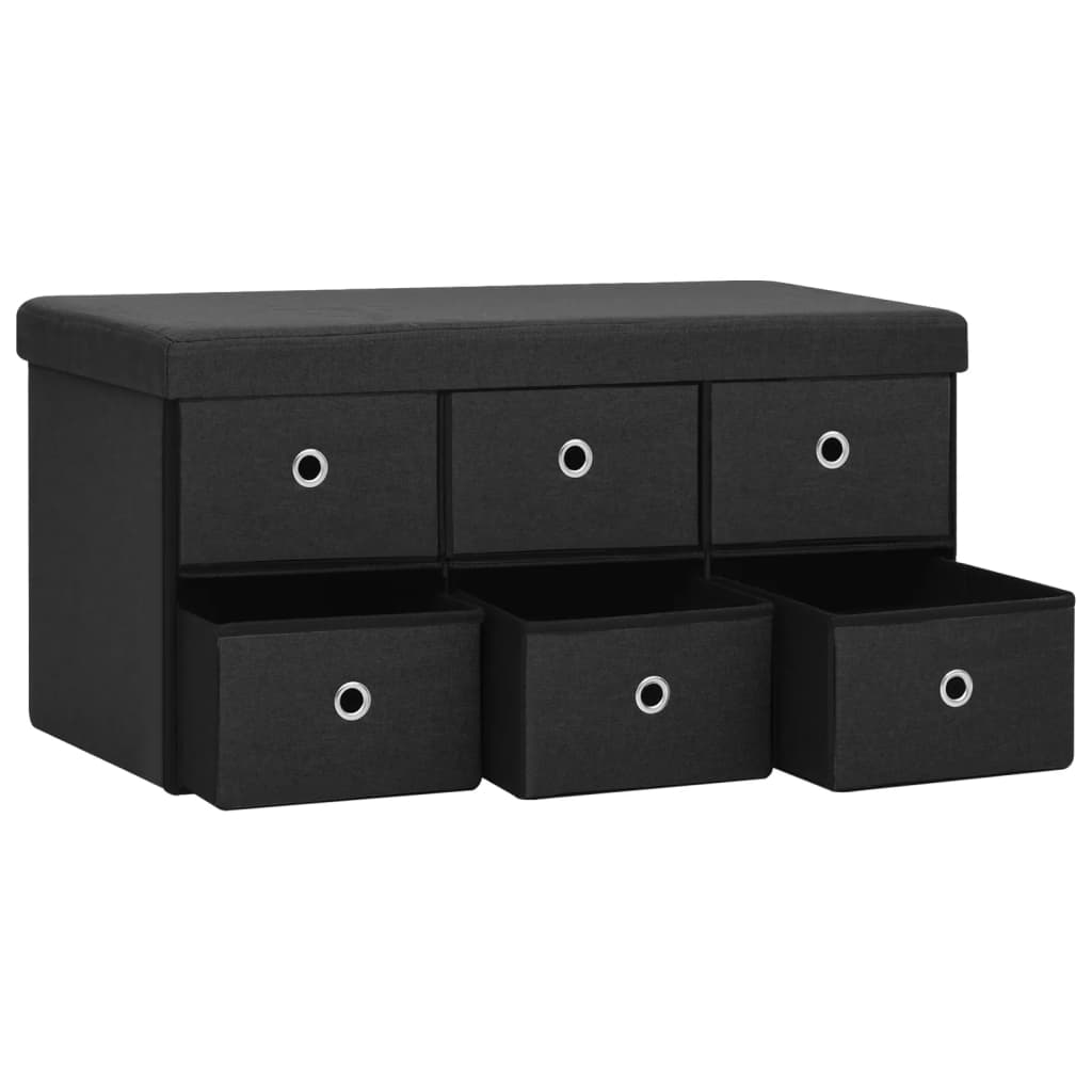 vidaXL Bancă depozitare pliabilă, negru, 76x38x38 cm, imitație pânză