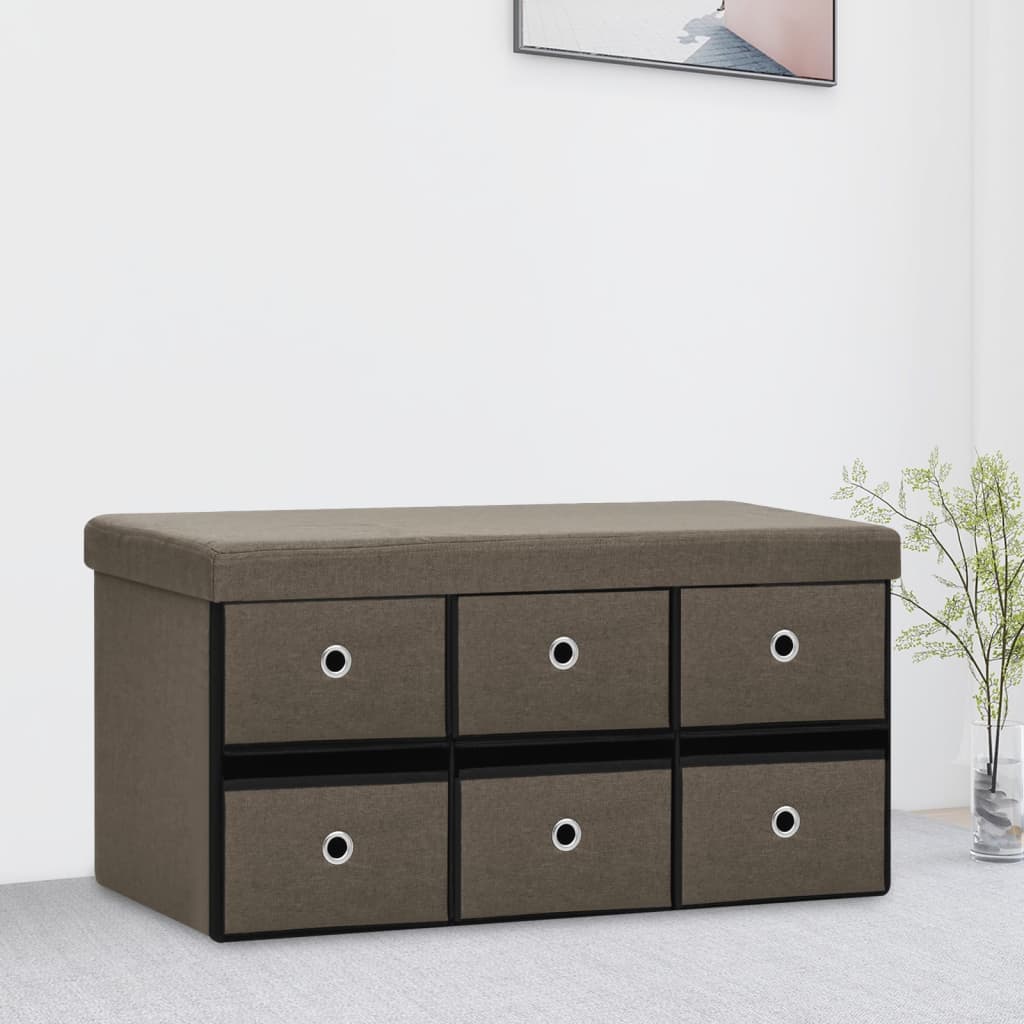 vidaXL Bancă depozitare pliabilă, maro, 76x38x38 cm, imitație pânză