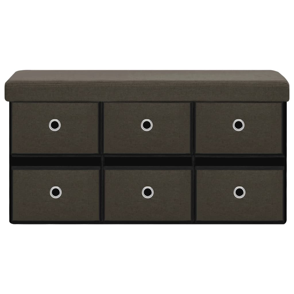 vidaXL Bancă depozitare pliabilă maro închis 76x38x38cm imitație pânză