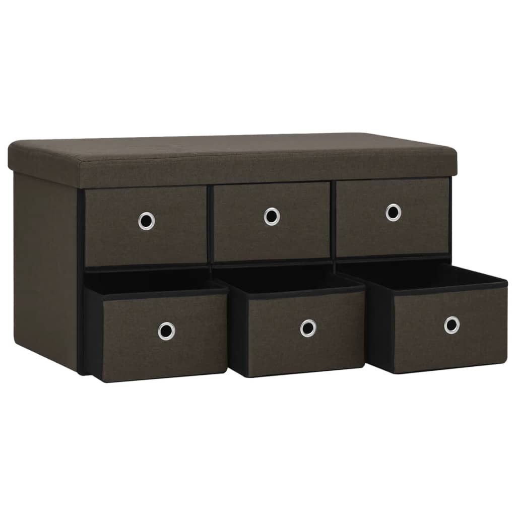 vidaXL Bancă depozitare pliabilă maro închis 76x38x38cm imitație pânză