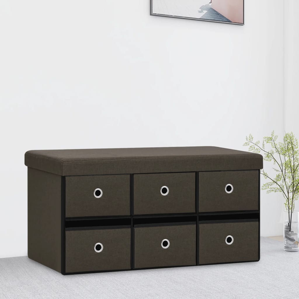vidaXL Bancă depozitare pliabilă maro închis 76x38x38cm imitație pânză